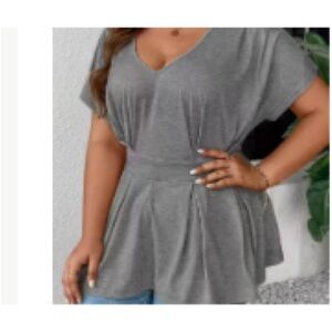 SHEIN Gray V-Neck Blouse